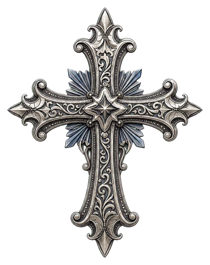 Preview for Silver Engraved Cross Sticker