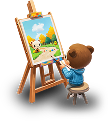 Preview for Cartoon-bear-artist-character-sticker-67172