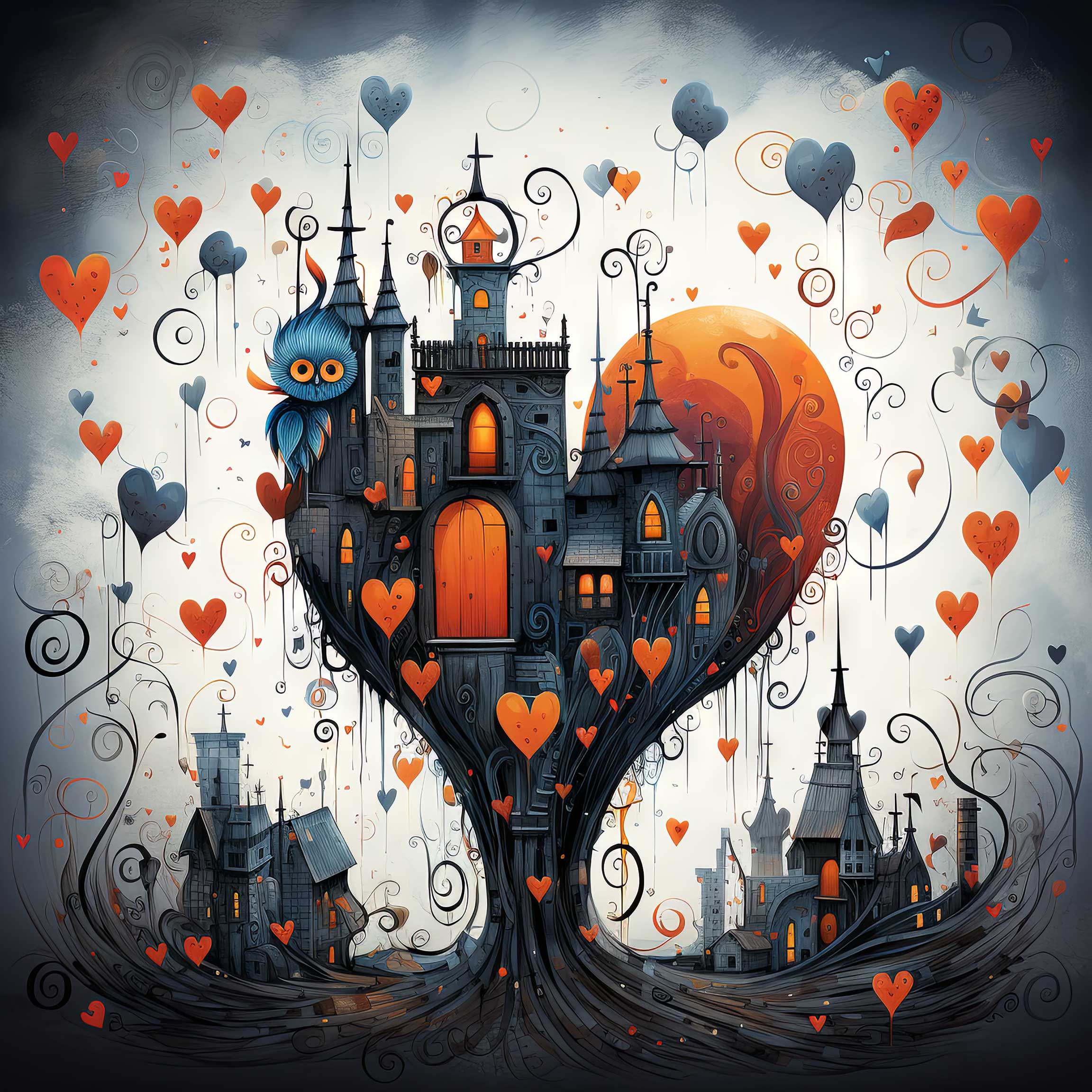Preview for Heart-castle-whimsy-art-love-background-68f69