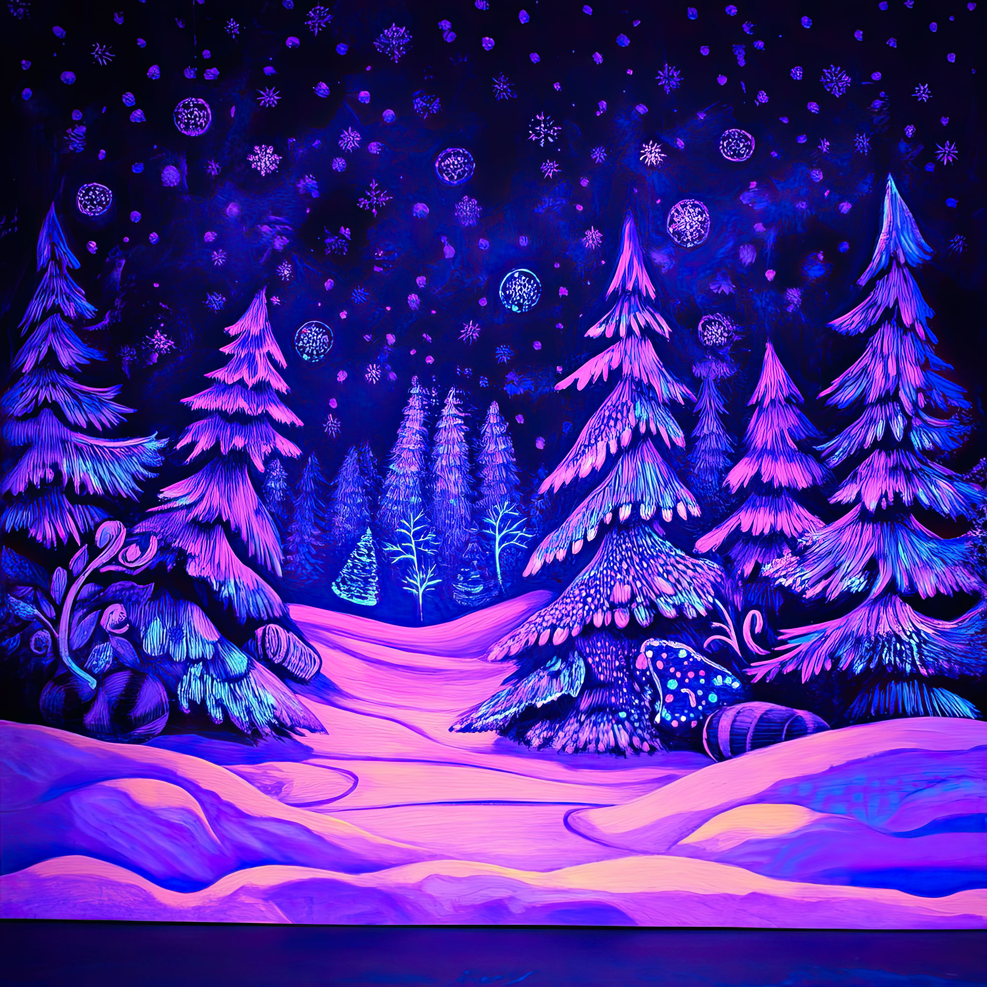 Preview for Neon-winter-forest-scene-christmas-backdrop-background-3dc87