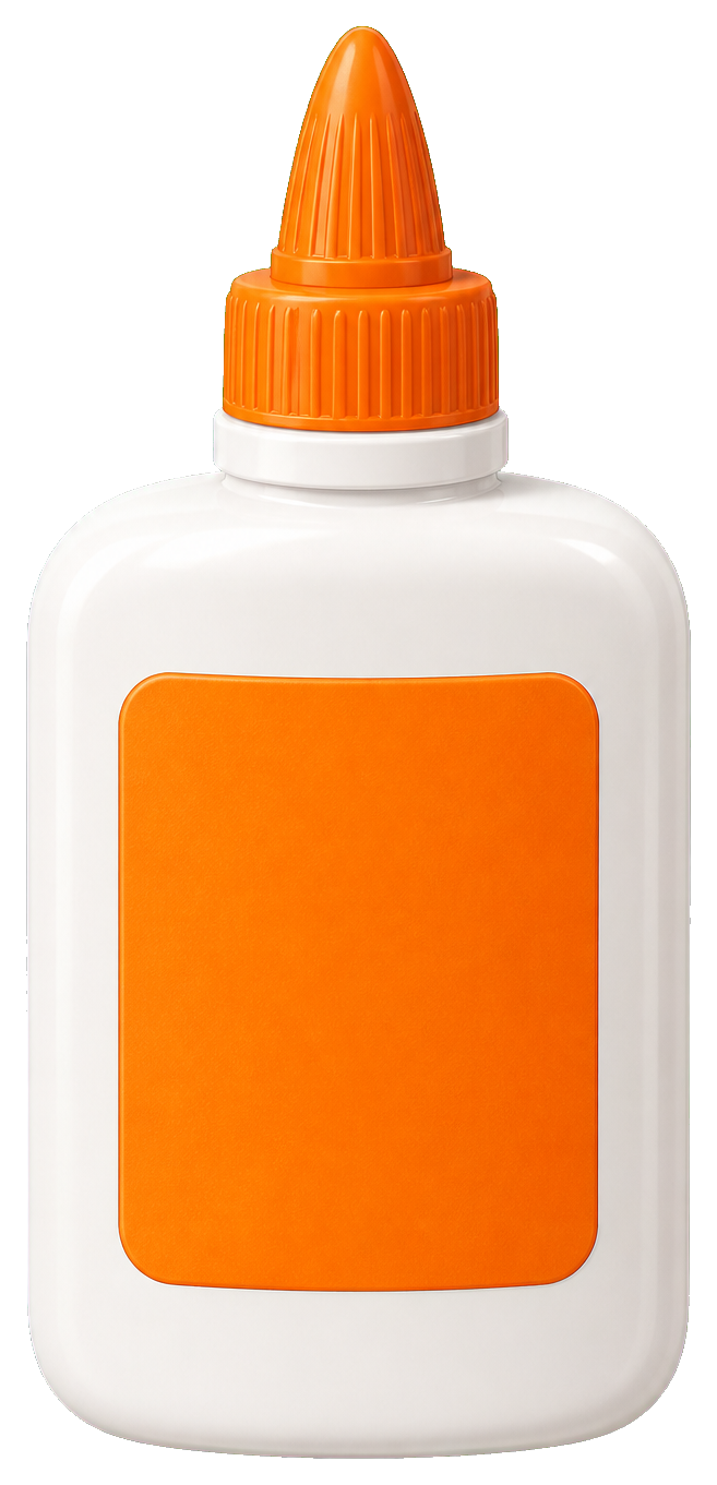 Blank glue bottle with orange cap and orange label
