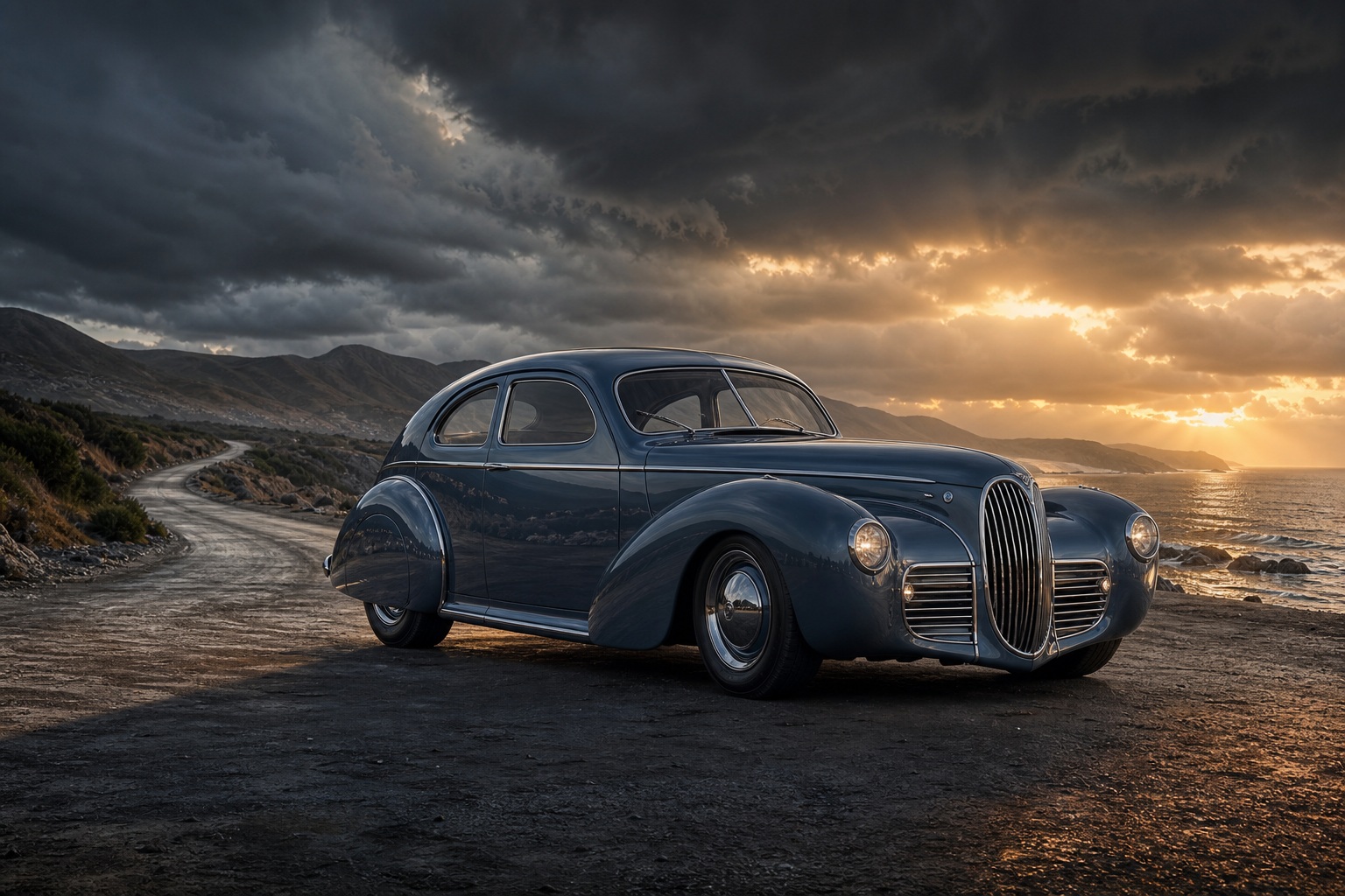 Preview for Classic Car Stormlight Stock Background