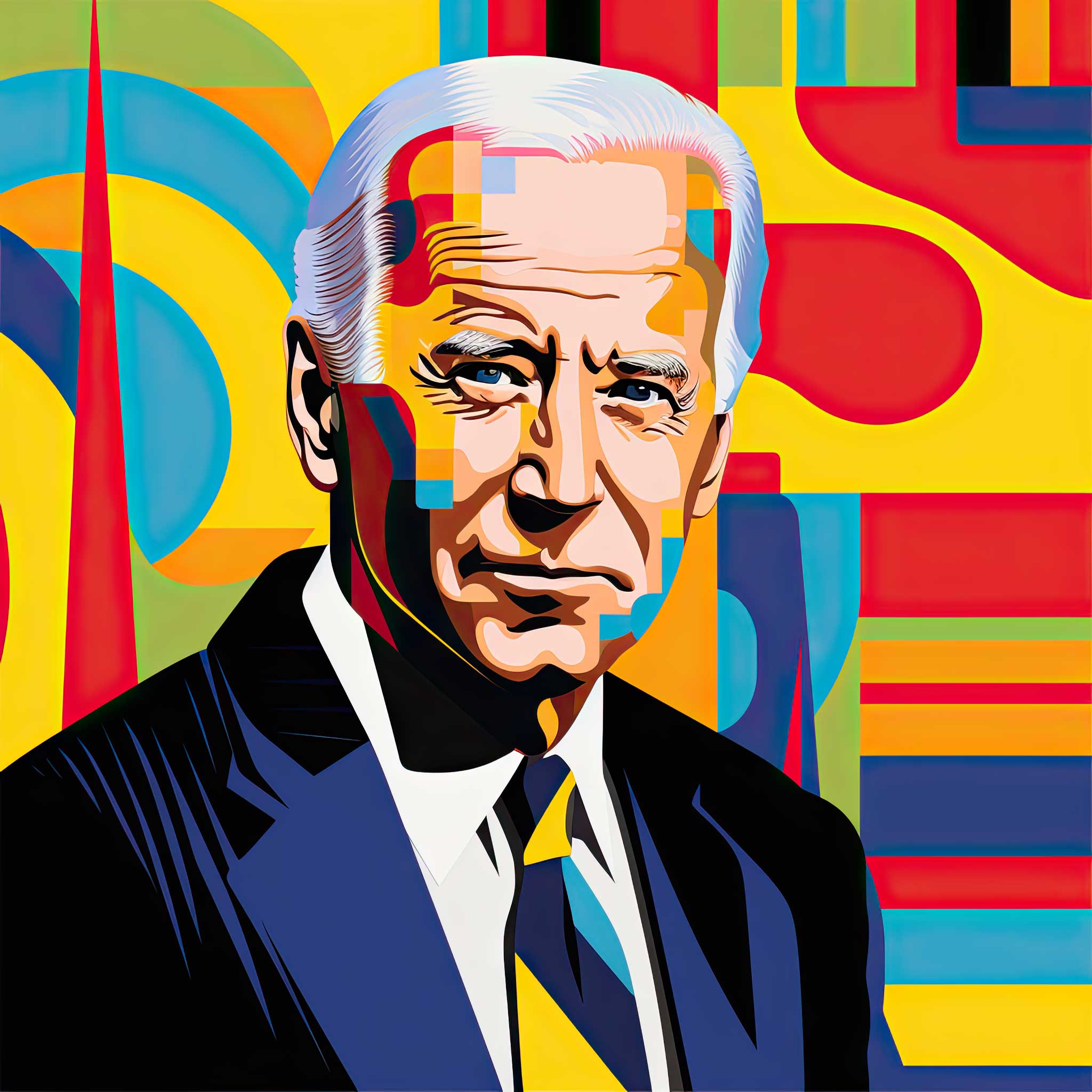 Colorful pop art portrait of a man in a suit