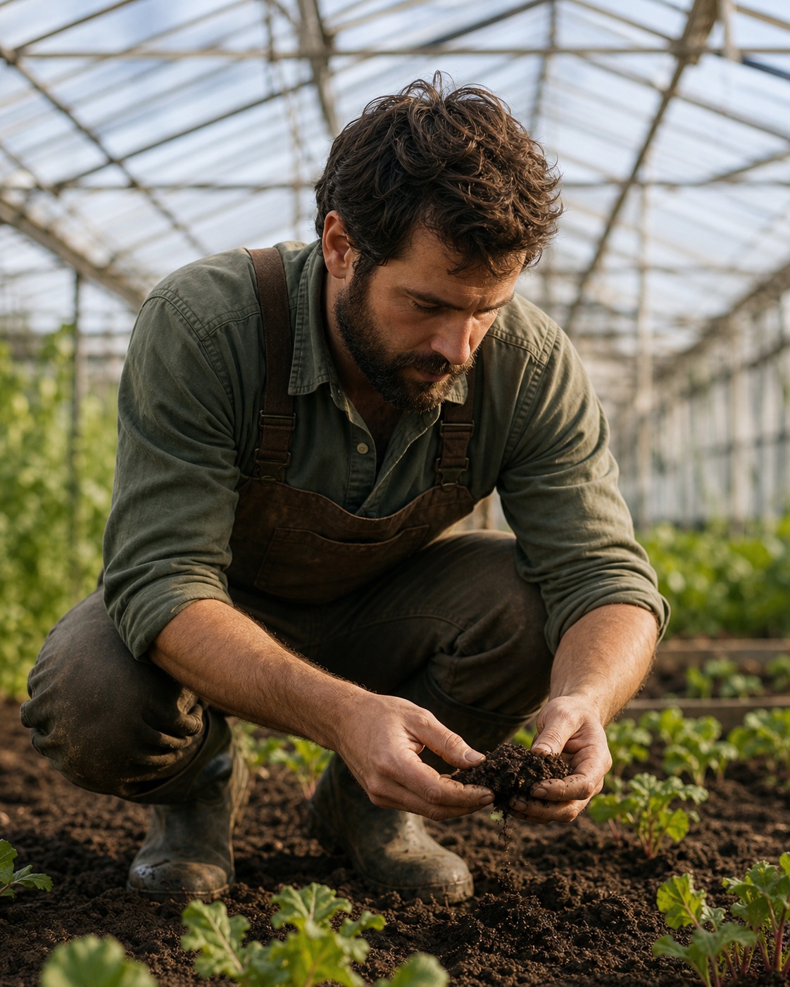 Preview for Gardener In Greenhouse Stock Background