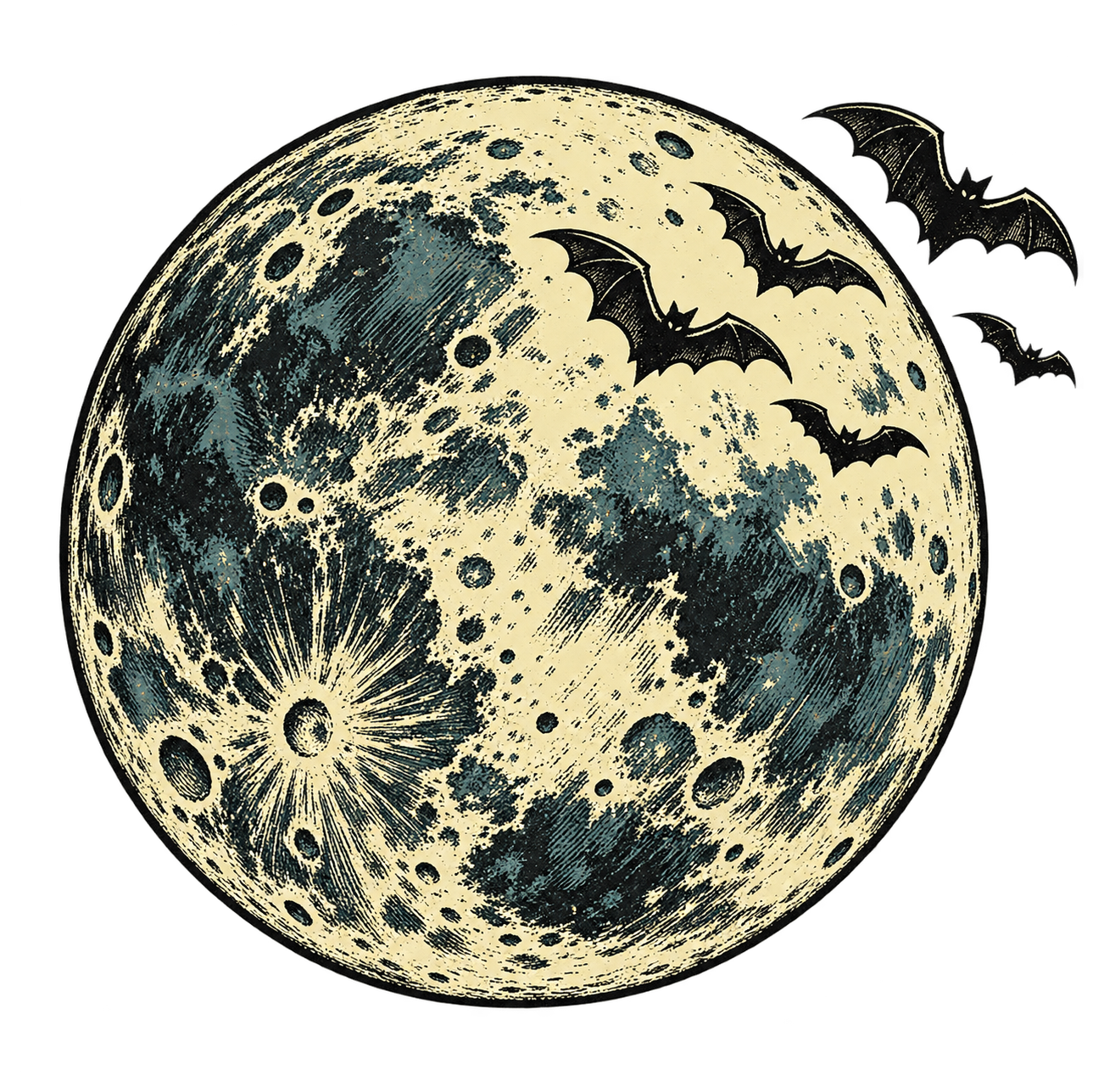 Preview for Vintage Full Moon And Bats Sticker