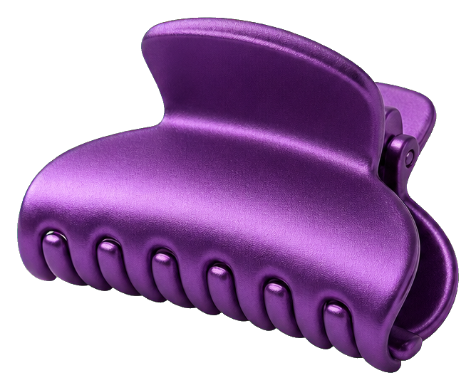 Purple satin hair clip with a glossy realistic finish