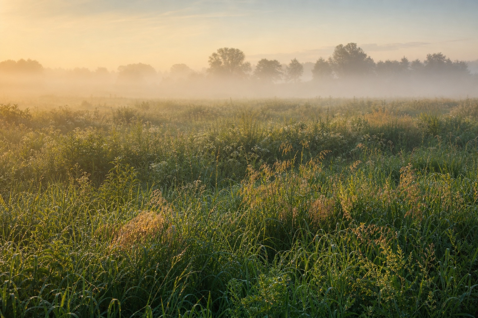 Preview for Foggy Meadow Background Stock Image