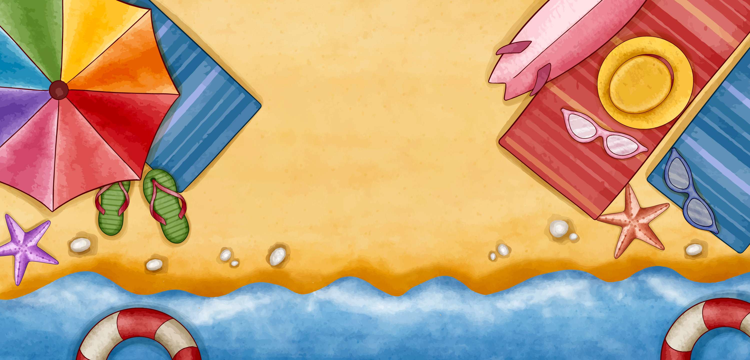 Preview for Beach-scene-umbrella-towels-summer-background-64768