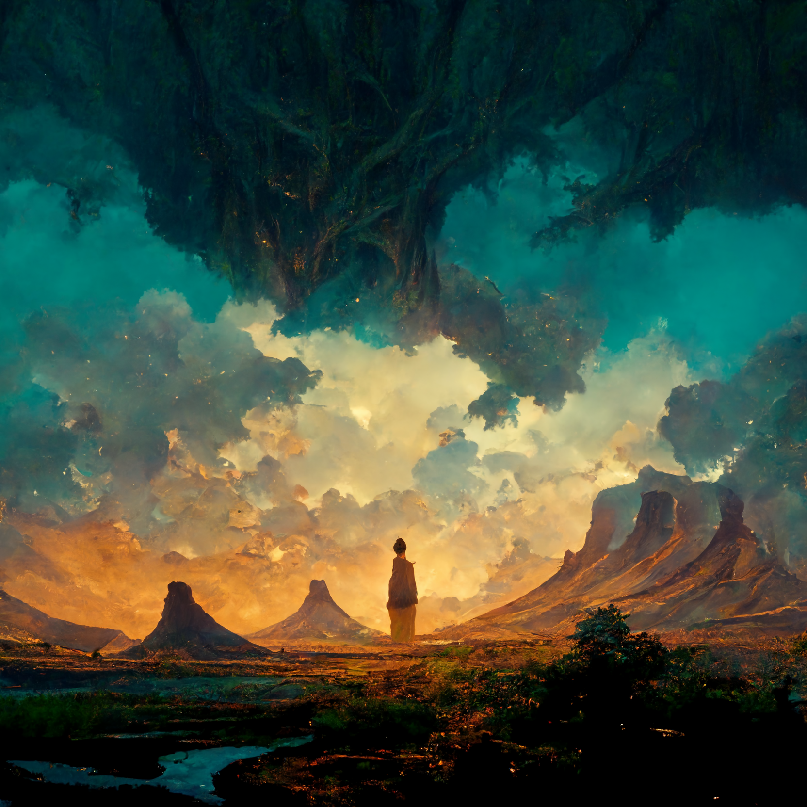 Preview for Surreal-landscape-with-towering-tree-ai-images-background-6e384