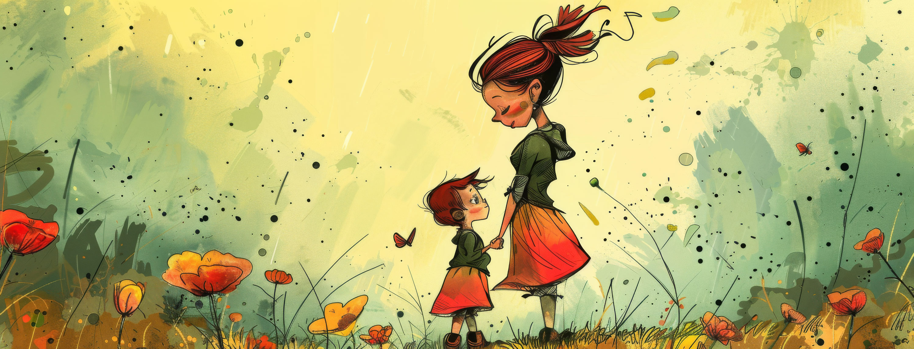 Preview for Whimsical-mother-daughter-autumn-stroll-mothers-day-background-d2692