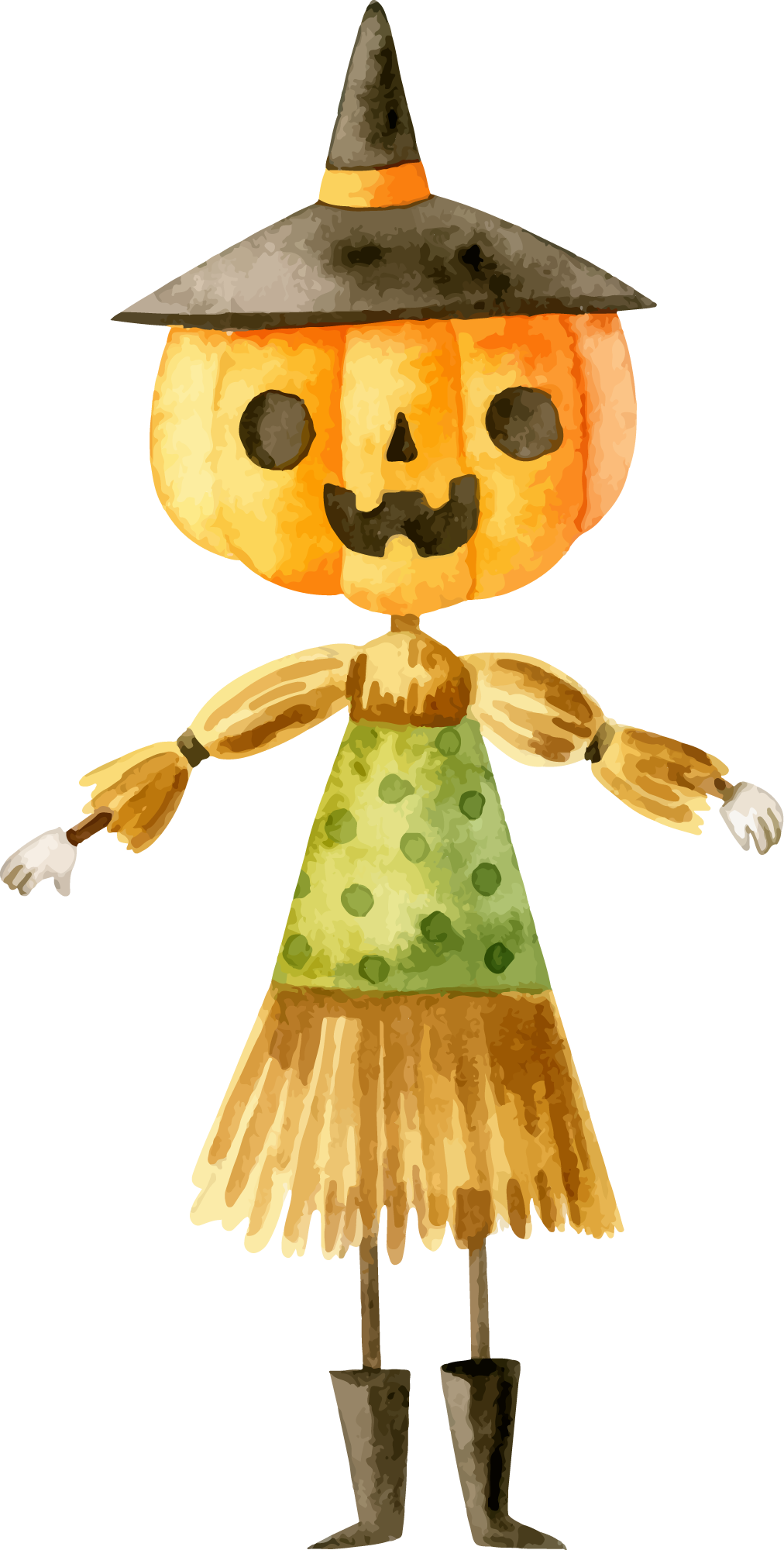 Preview for Pumpkin-scarecrow-illustration-halloween-watercolor-sticker-4c334