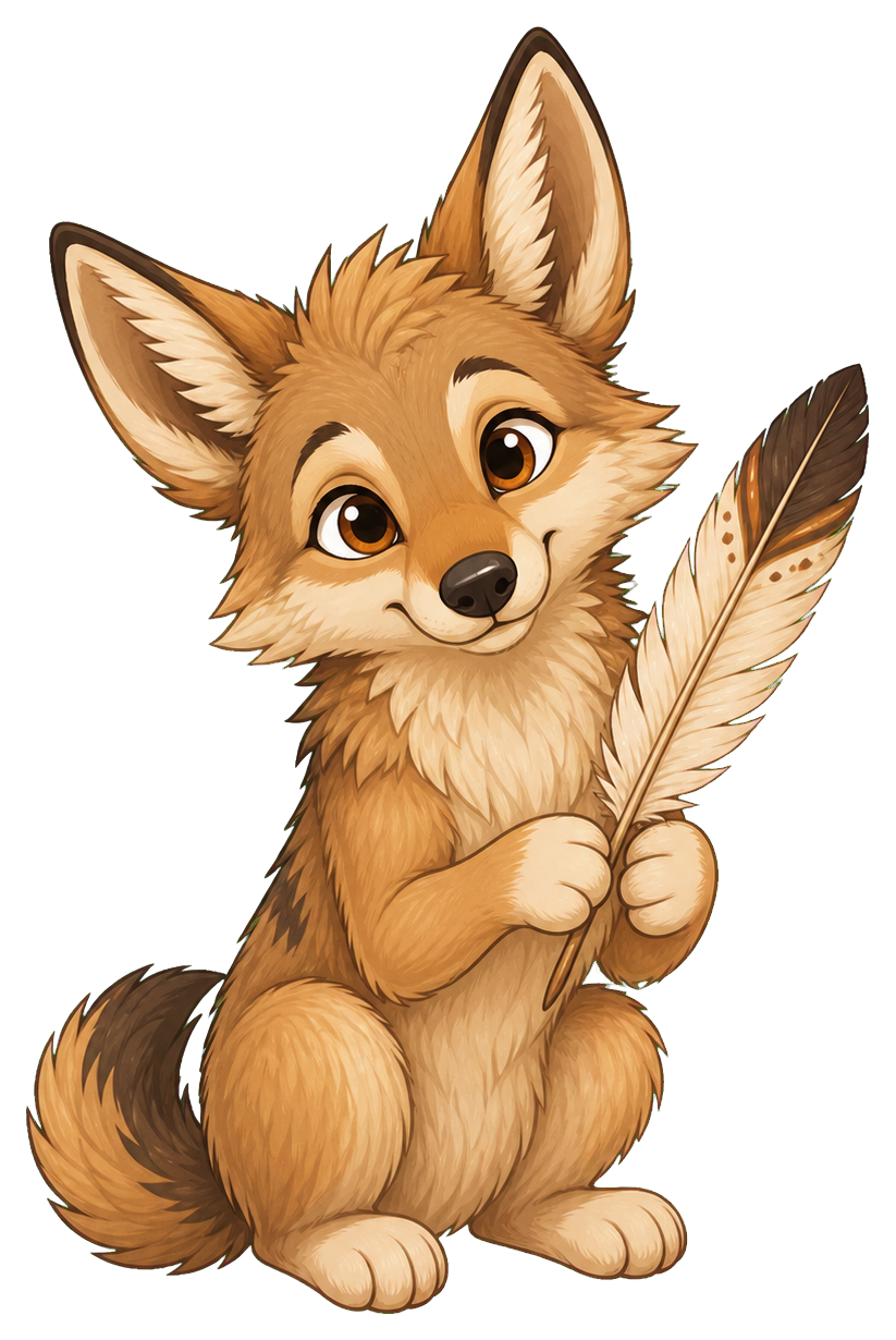 Preview for Coyote Holding Feather Sticker