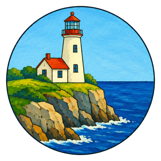 Preview for Coastal Lighthouse Round Folk Seascape