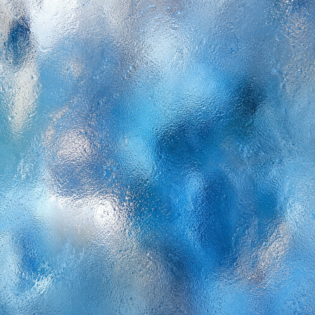Blue frosted glass texture with soft refraction and a minimal abstract surface