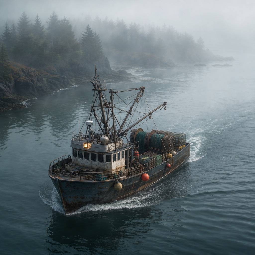 Preview for Fishing Vessel Mist Stock Background