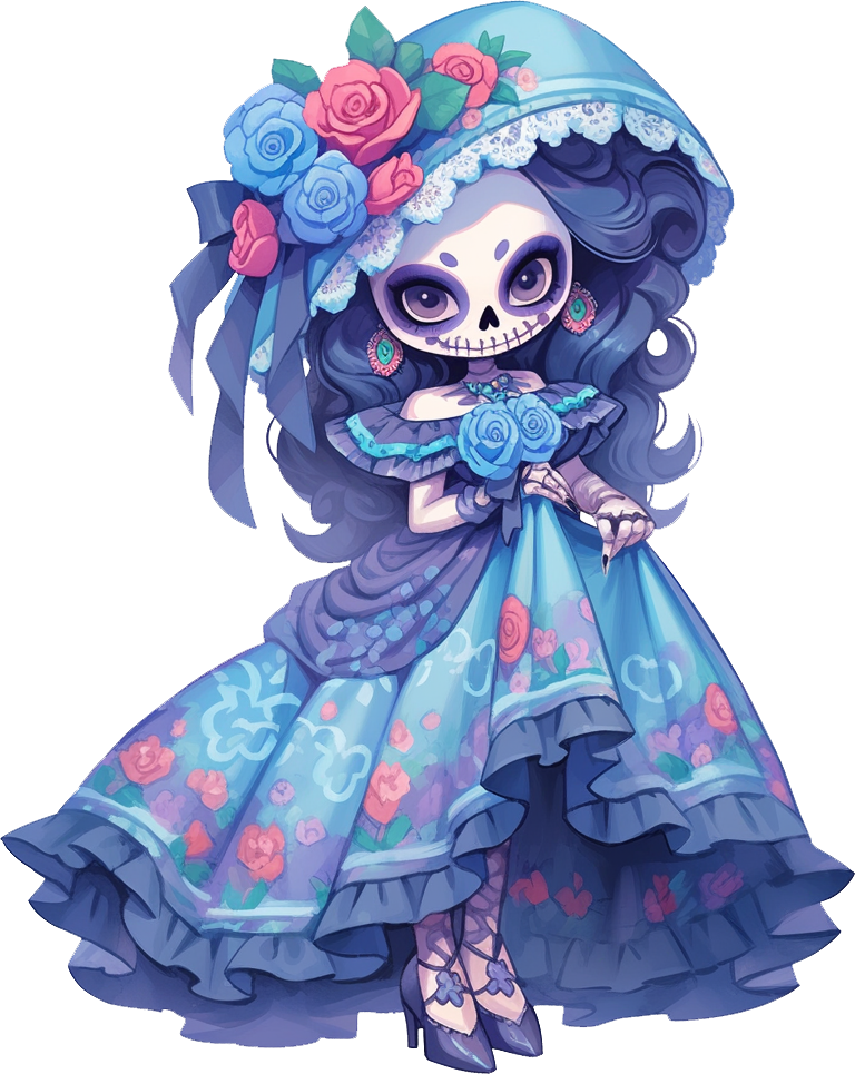 Preview for Sugar-skull-girl-illustration-skelaton-sticker-0dc1c