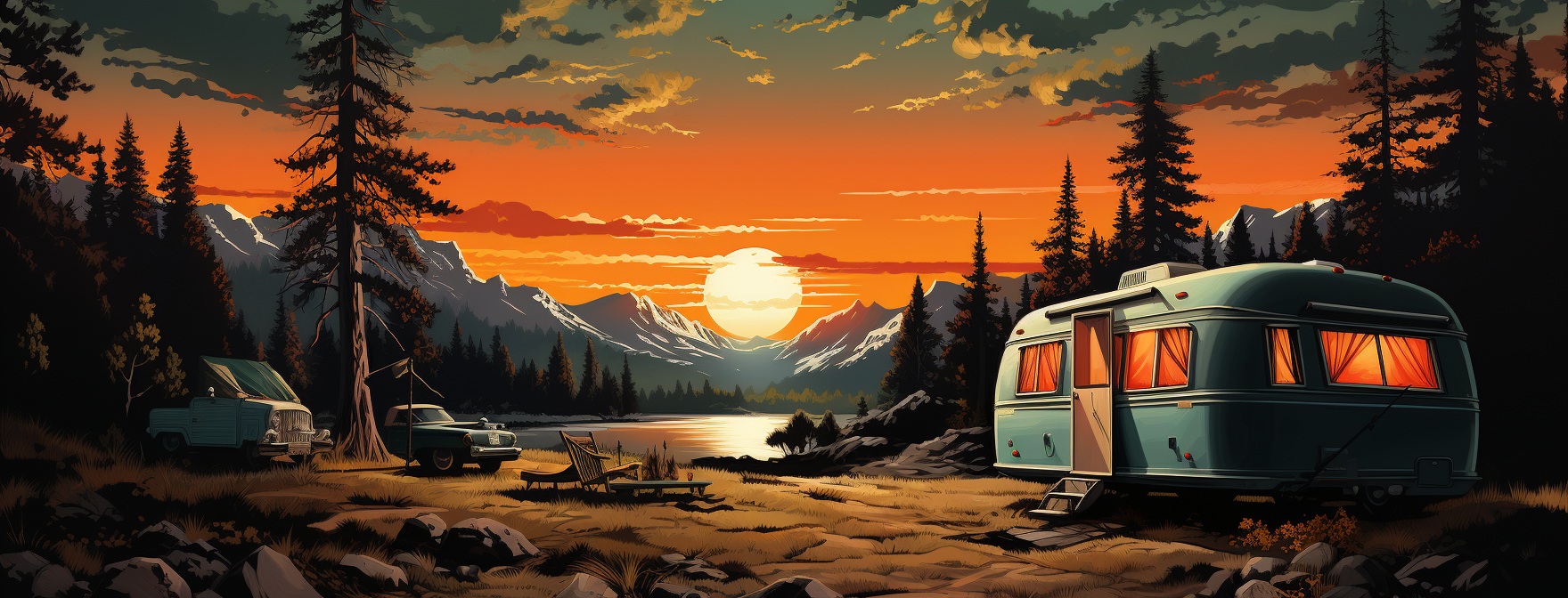 Preview for Camping Sunset Forest Background