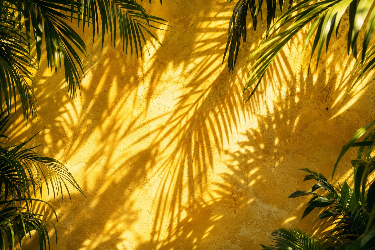 Preview for Sunny Yellow Wall With Palm Shadow Background