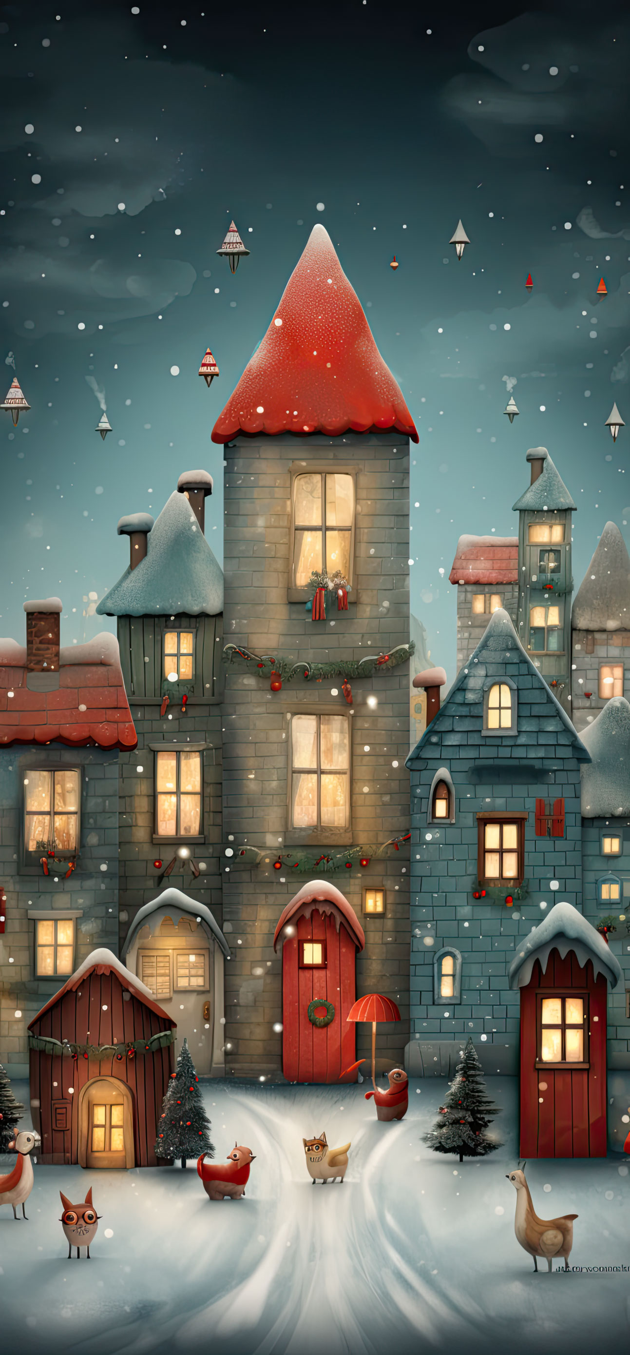 Preview for Winter-village-christmas-scene-christmas-phone-background-417c9
