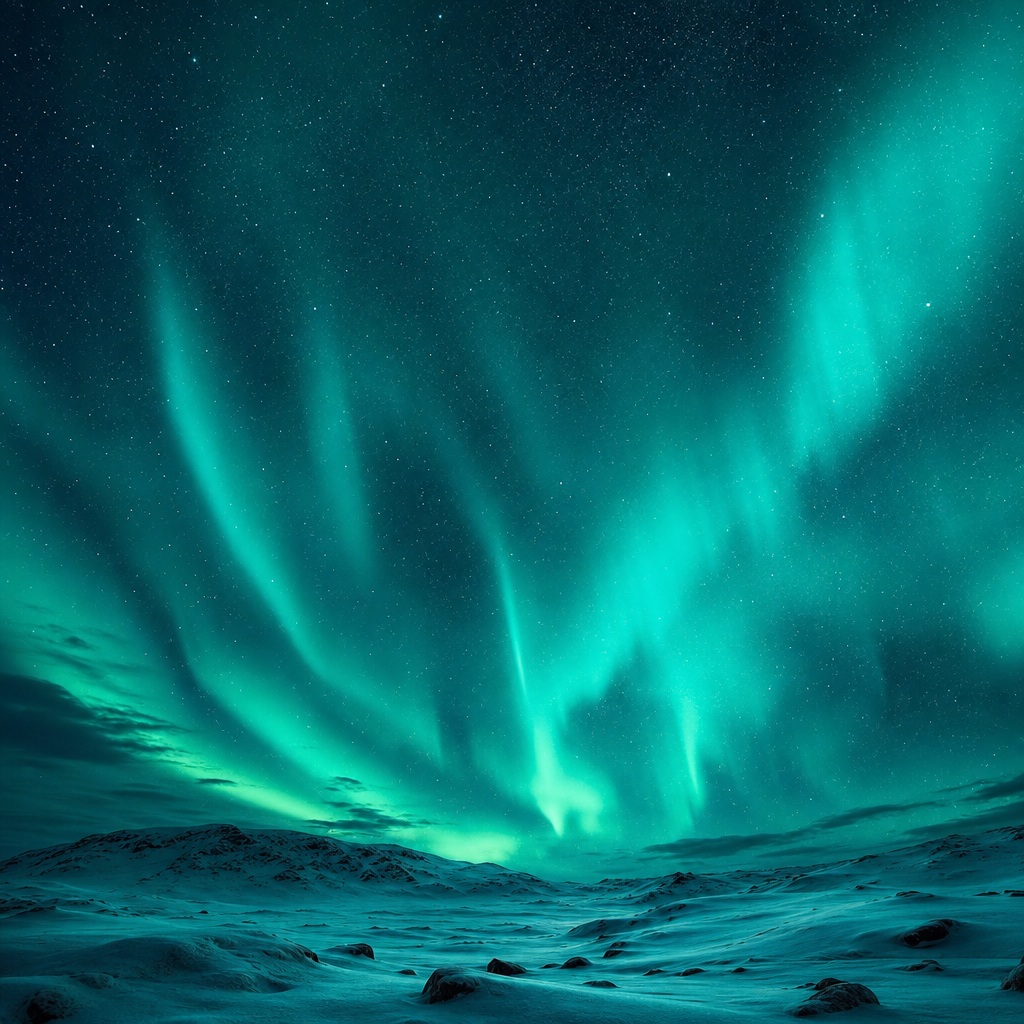 Preview for Teal Aurora Night Sky Stock Background