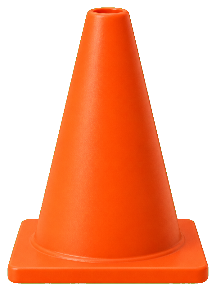 Plain orange sports cone on a base, shown as a sticker graphic