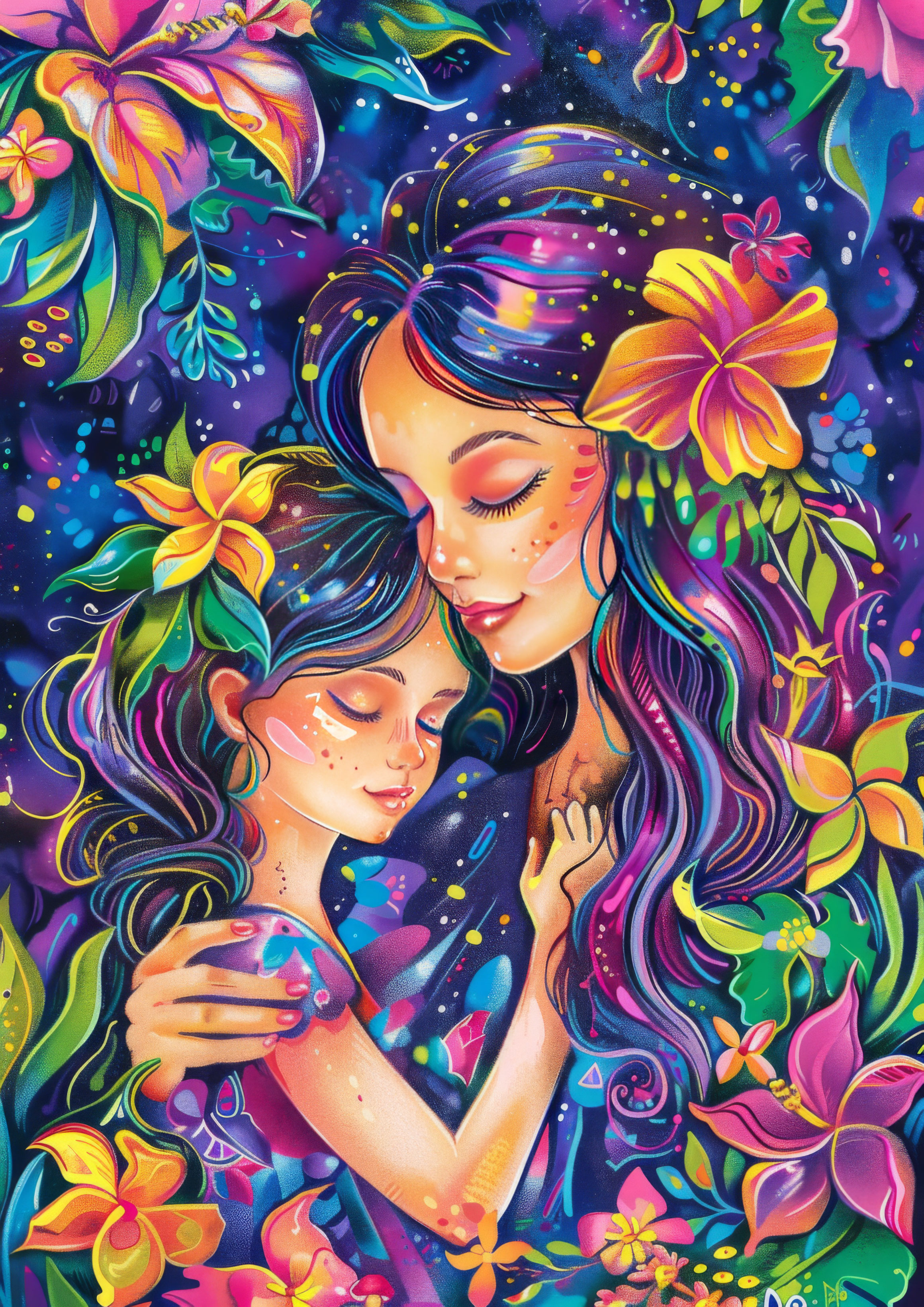 Preview for Mother-child-floral-embrace-mothers-day-background-67136