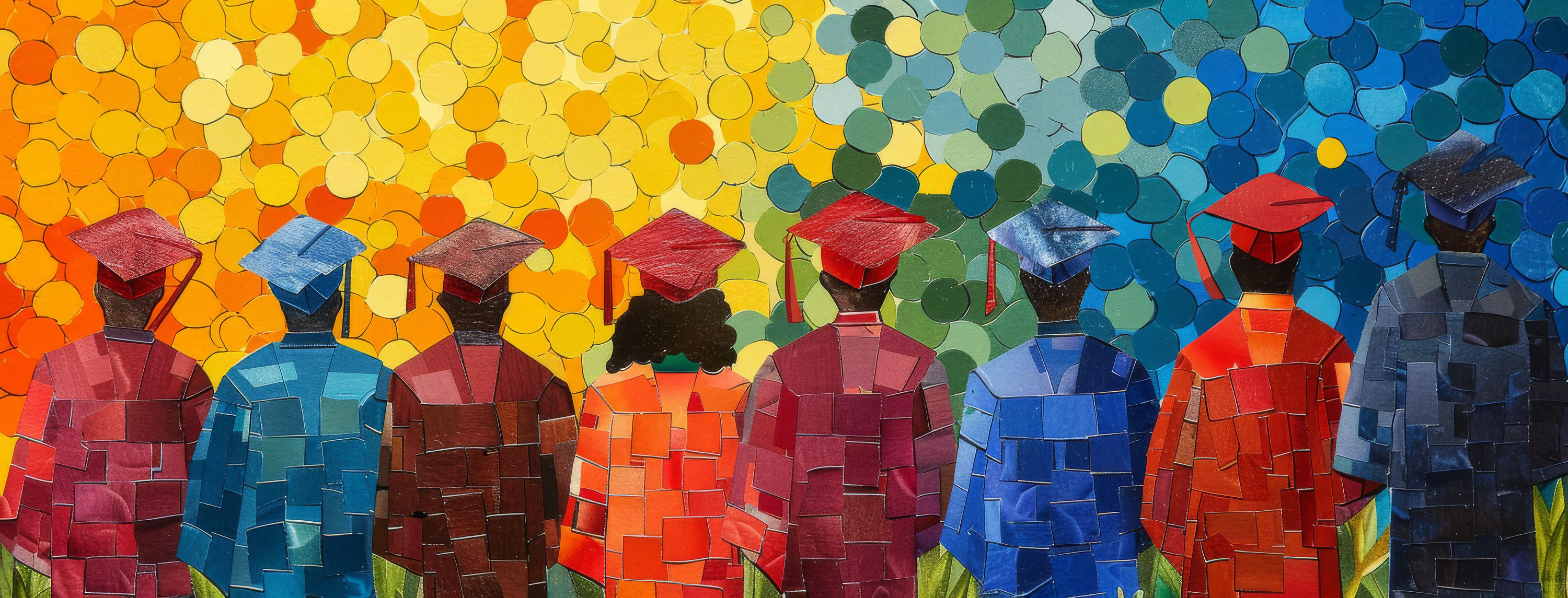 Preview for Vibrant-crowd-pointillist-art-graduation-cover-background-a1567