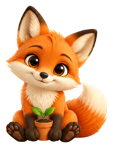 Preview for 3d Garden Animals Fox With Seedling