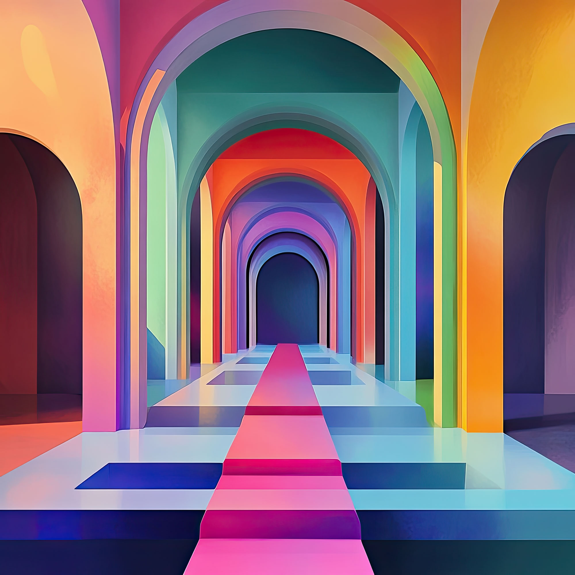 Preview for Rainbow-archway-corridor-abstract-backdrop-background-bbe18