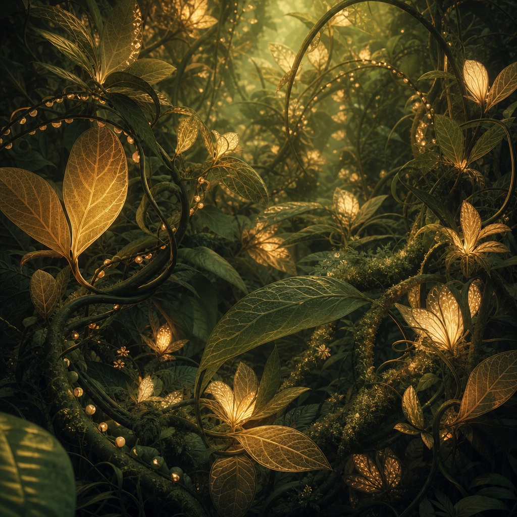 Preview for Amber Forest Bioluminescent Botanical Background