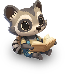 Preview for Cartoon-raccoon-reading-book-character-sticker-9ad0e
