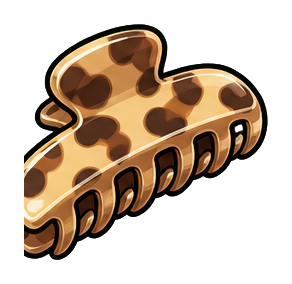Brown spotted hair clip sticker with a glossy decorative design