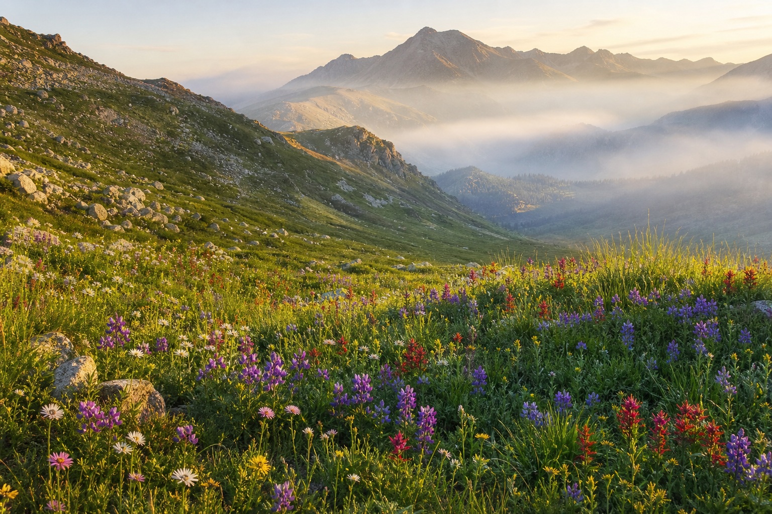 Preview for Alpine Wildflower Meadow Background