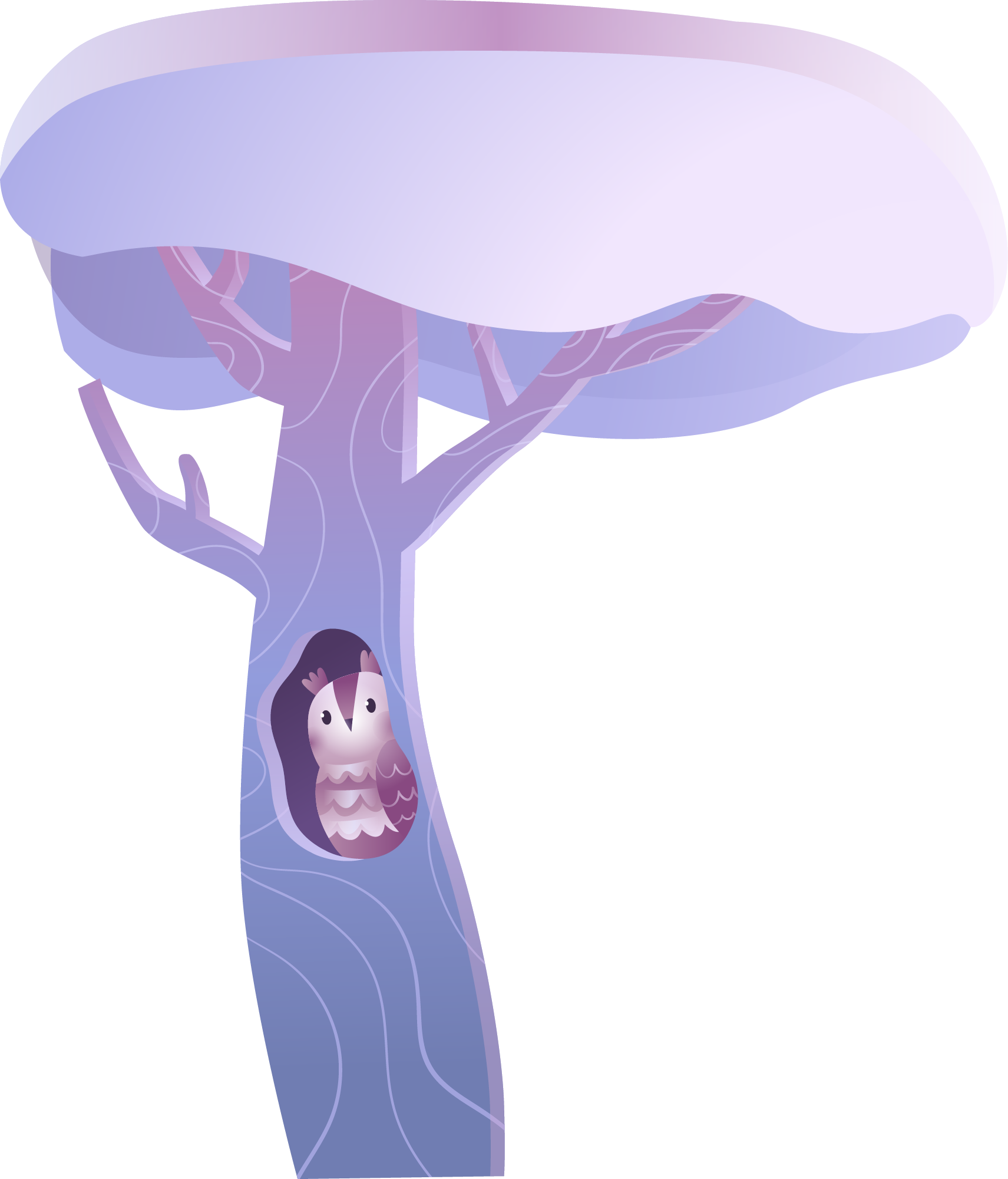 Preview for Serene-cartoon-tree-haven-winter-sticker-79ceb