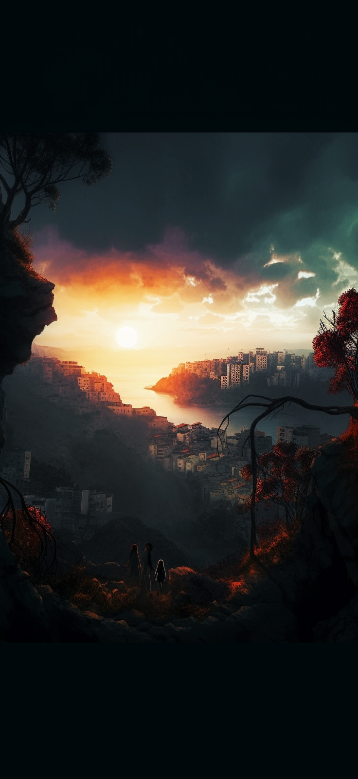 Preview for Dramatic-cityscape-at-sunset-ai-phone-background-0b6ec