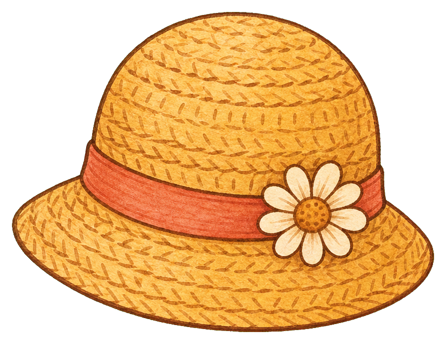 Preview for Golden Straw Cloche Hat Sticker