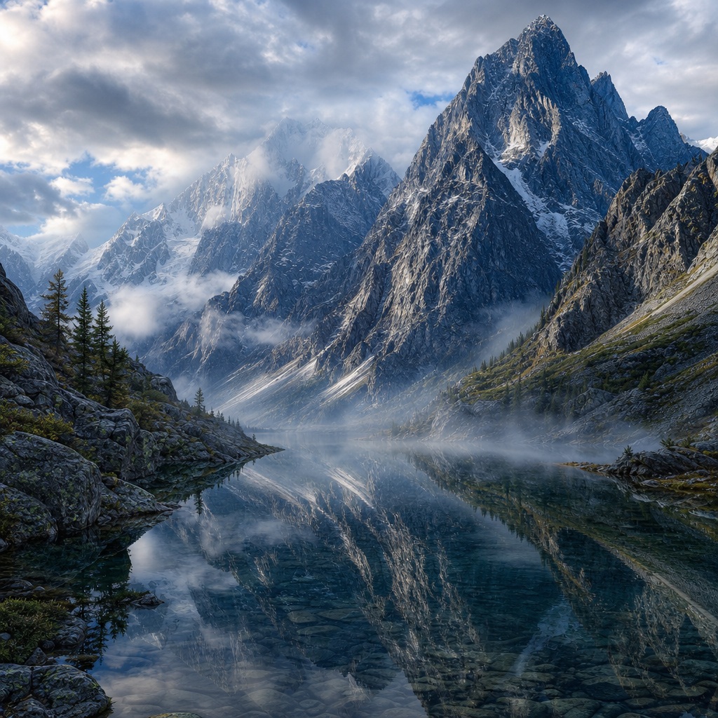 Preview for Alpine Lake Reflection Stock Background