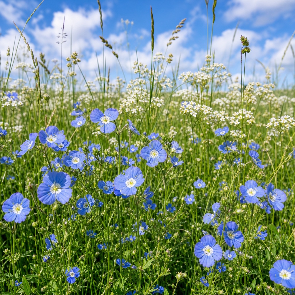 Preview for Square Blue Blooms Spring Meadow Background