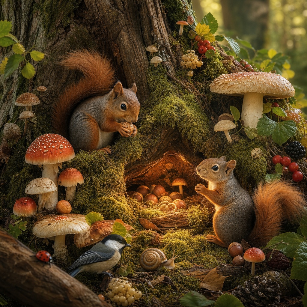 Preview for Whimsical Woodland Animals Stock Background