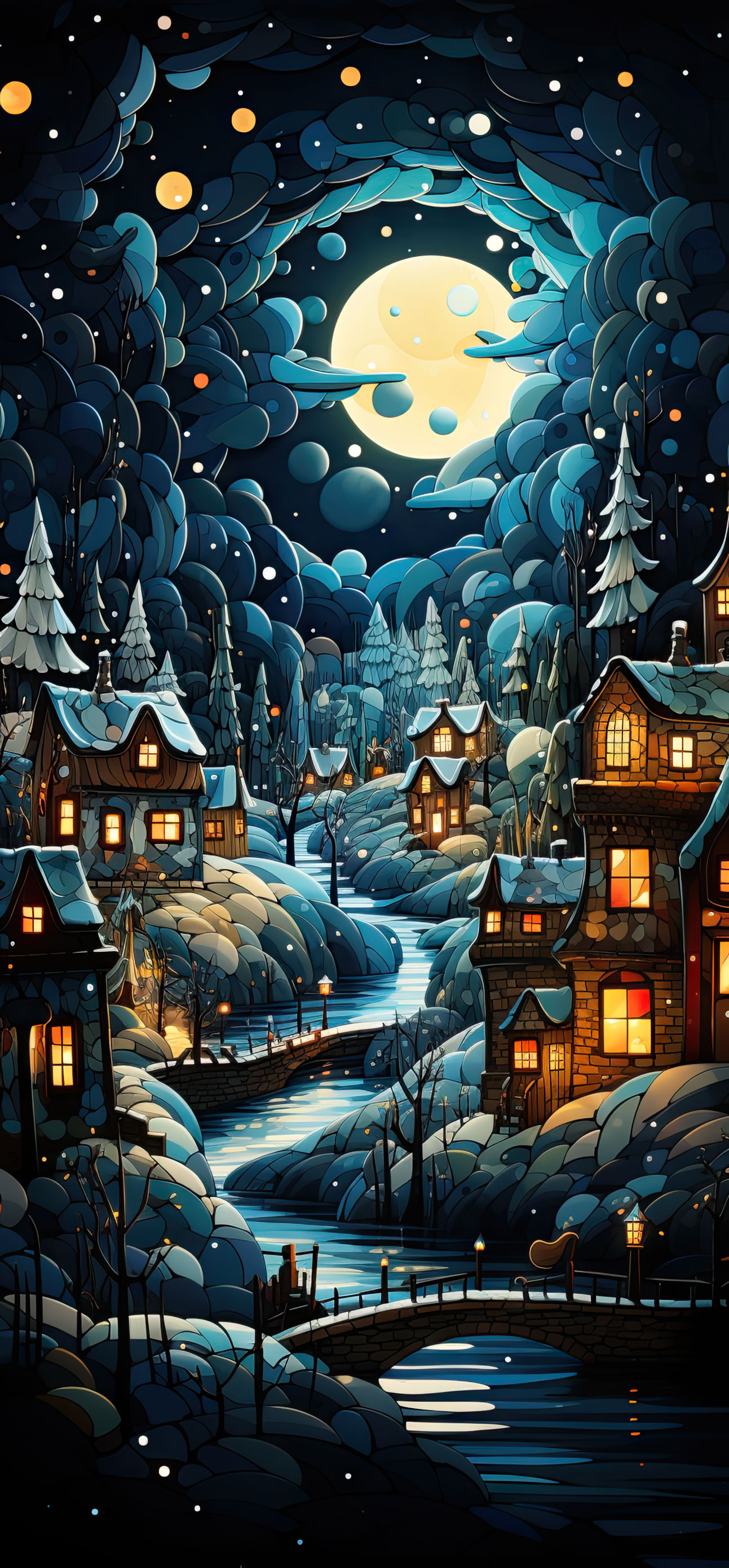 Preview for Winter-village-under-starry-night-sky-christmas-phone-background-9ddf4