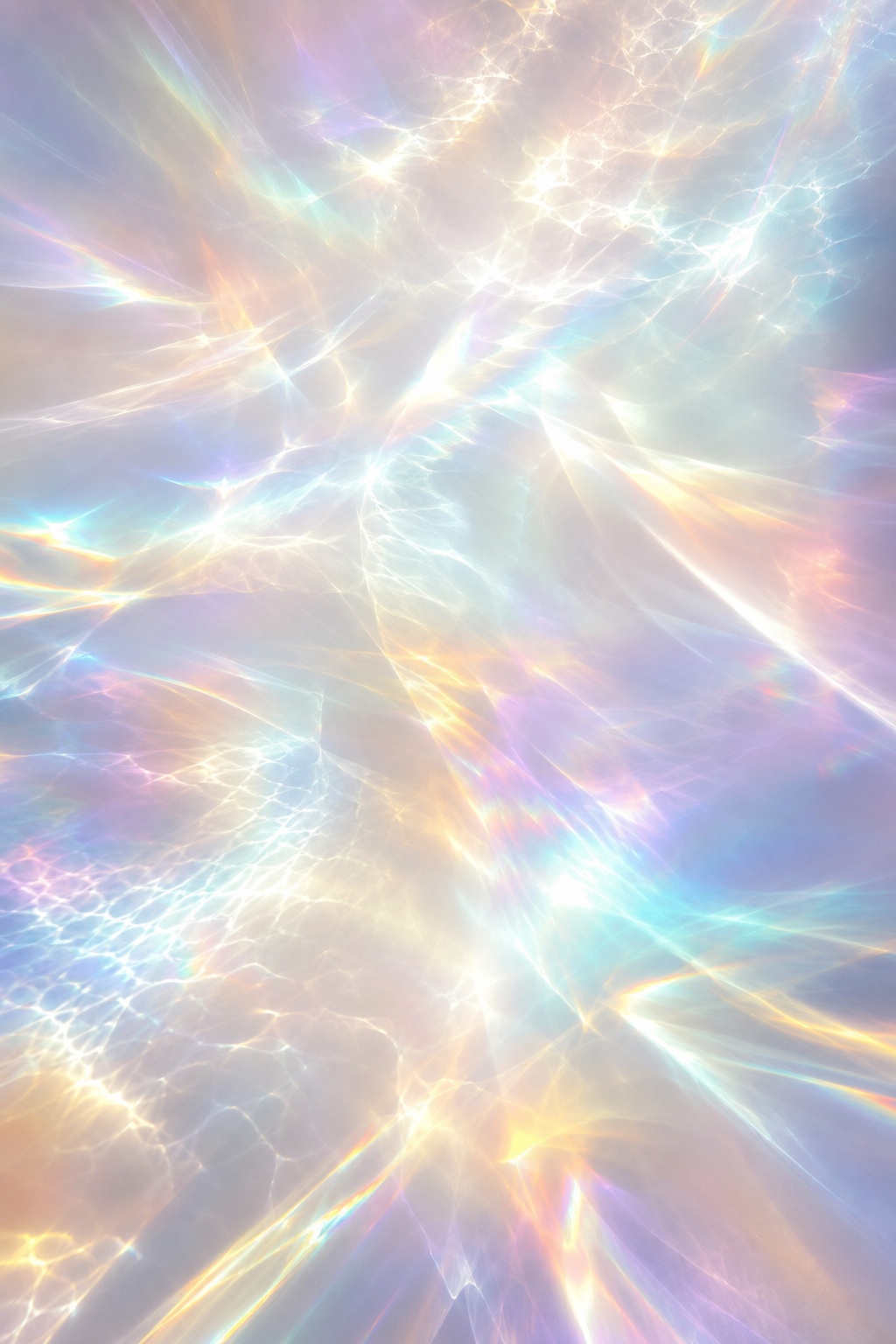Soft rainbow prism light with pearly abstract rays and refracted highlights