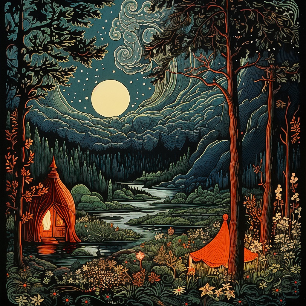Preview for Moonlit Camping Background Stock Illustration