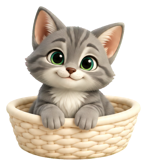 Preview for 3d Kitten Pals Gray Basket