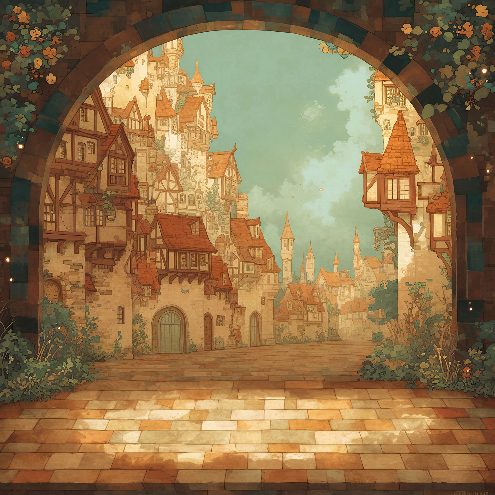 Preview for Fantasy-village-scene-simple-backdrop-background-39bbb