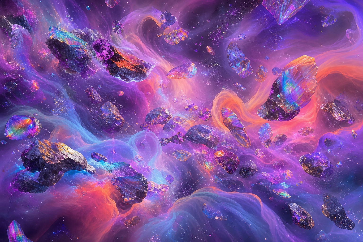 Preview for Iridescent Rainbow Asteroid Garden Background
