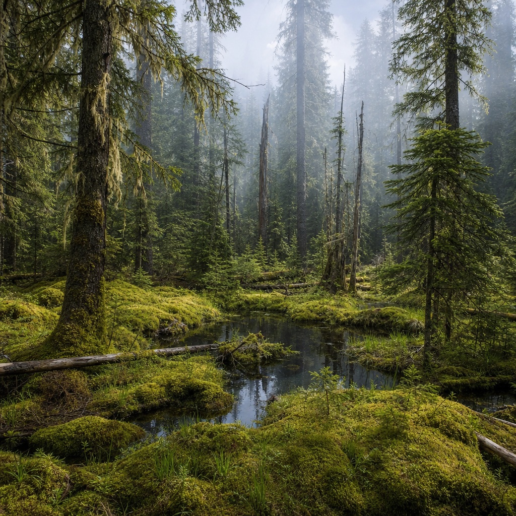 Preview for Spruce Bog Woodland Stock Background
