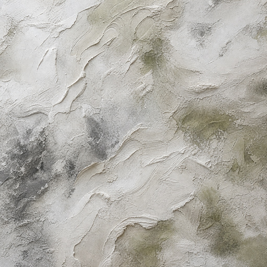 Abstract neutral plaster surface with raised textured layers and soft gray beige tones