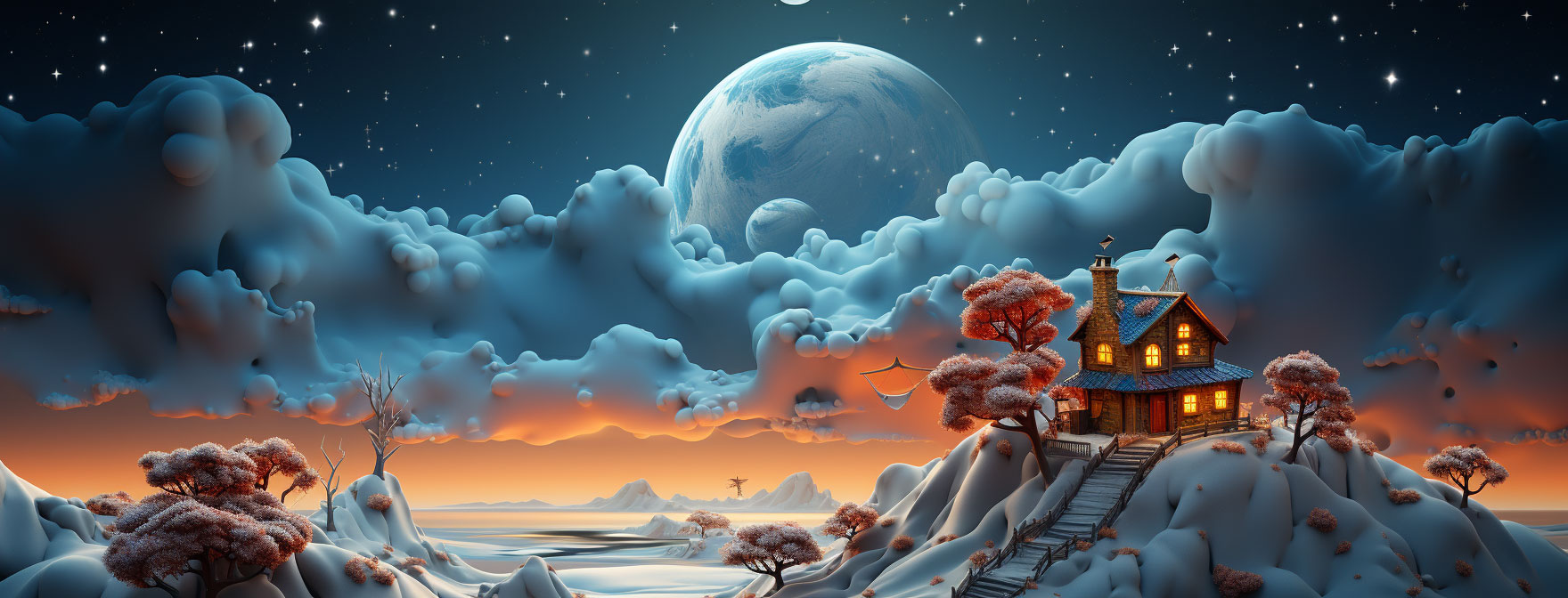 Preview for Winter-cabin-under-starry-sky-christmas-cover-background-c1c04