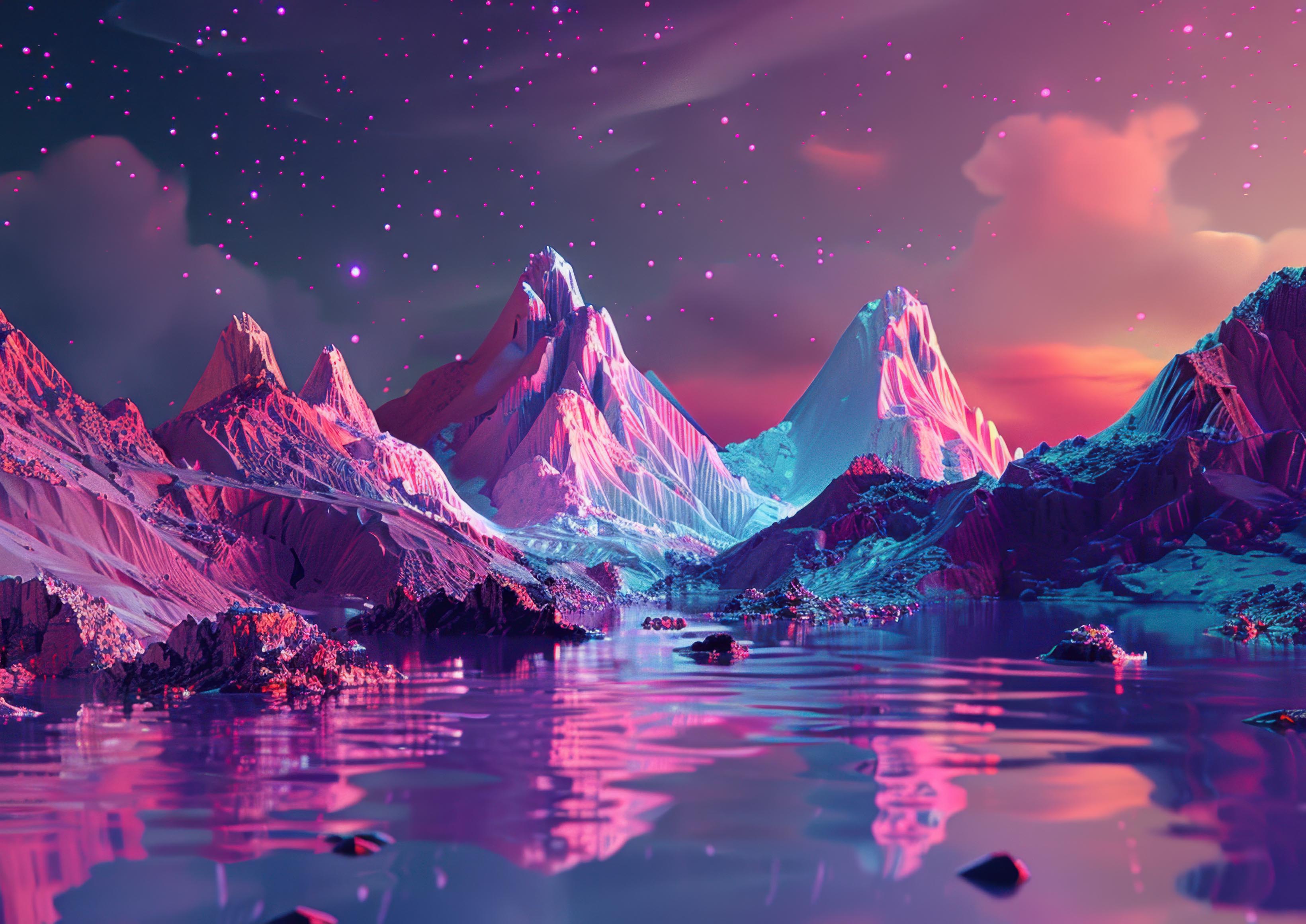 Preview for Vibrant-mountain-landscape-dusk-astrophotography-photo-backgroun-9797b