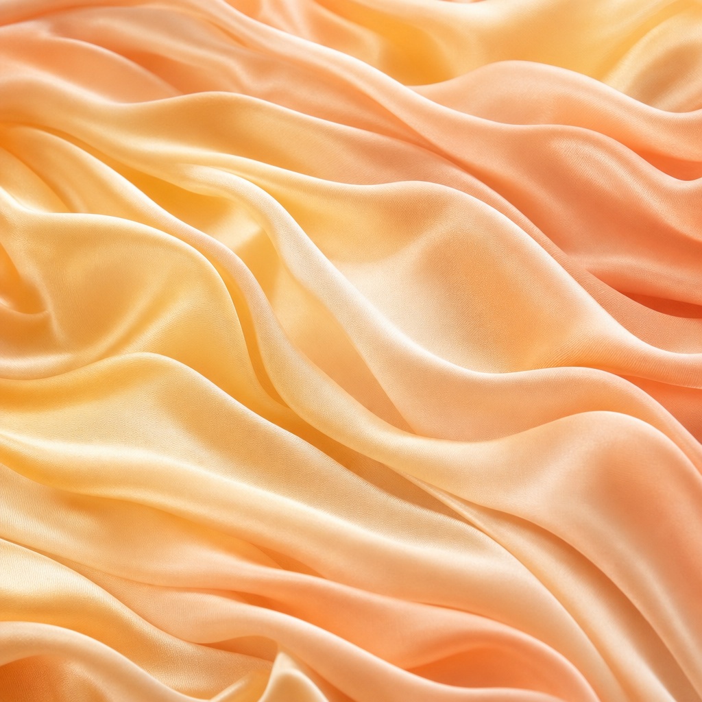 Soft butter peach silk folds with flowing ripples and smooth gathered texture.